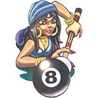 TattooGirlsRule Gypsy Girl Shooting 8-ball Temporary Tattoo (#AS412)