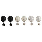 Target Fashion Earring Set with Stones and Simulated Pearl - Silver/Black