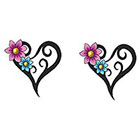 TattooGirlsRule 2 Heart with Flowers Temporary Tattoos #D490_2