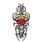 TattooGirlsRule Large Tribal Dagger with Rose Temporary Tattoo (#BR551B)