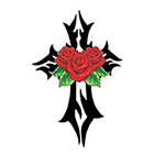 TattooGirlsRule Tribal Cross with Roses Temporary Tattoo (#BN503)