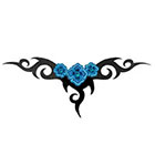 TattooGirlsRule Large Blue Flowers Lower Back Design Temporary Tattoo (#D728)