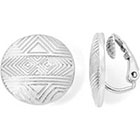 Liz Claiborne Silver-Tone Textured Button Clip-On Earrings in Silver Tone