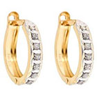 Diamond Round Sterling Silver Earrings with Pave Accents - Yellow