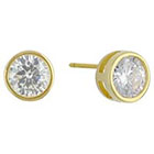 Target Cubic Zirconia Bezel Round Button Earring with 14k Gold Plating in Sterling Silver - Gold