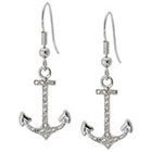 Target Silver Plated Anchor Drop Earrings with Crystals - Clear