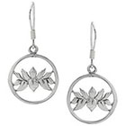 Journee Collection Lotus Design Dangle Earrings in Sterling Silver