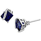 Allura 2.68 CT. T.W. Square Simulated Sapphire Stud Earrings in Stainless Steel