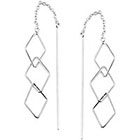 Diamond Sterling Silver Threader Chain Drop Earrings (2.27