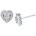 Diamond Accent Miracle Set Heart Stud Earring in Sterling Silver (IJ-I2-I3)