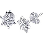 Disney Girls' Cubic Zirconia Snowflake Earrings in Sterling Silver - Silver