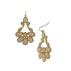 Target Dangle Earrings with Acrylic Stones - Gold/Pink