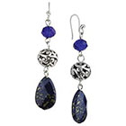 Target Rhodium Faceted Teardrop and Artisan Beads Dangle Drop Earrings - Silver/Blue
