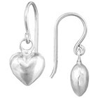 Target Sterling Silver Dangle Fish Hook Puffed Heart Earrings - Silver