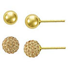 Target Gold Plated Champagne Crystal Round and Ball Stud Earrings Set - Gold
