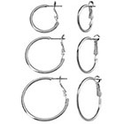 Target Clutchless Hoop Earring Trio - Silver