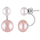 Allura 10-10.5mm Pink Freshwater and 7-7.5mm White Freshwater Cultured Pearl Earrings in Sterling Silver