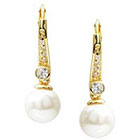 Journee Collection 1/5 CT. T.W. Round Cut CZ Pave Set Simulated Pearl Dangle Earrings in Brass - Gold