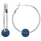 Target Silver Plated Hoop with Dark Blue Crystals Bead - Silver/Blue (10mm)