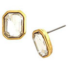 Target Rectangle Shaped Button Earring - Gold/Clear