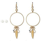 Target Circular Drop Earrings with Charms and Simulated Pearl - White/Gold