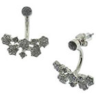 Target Front-Back Earring with Casted Flowers and Stones Silver