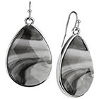 Target Rhodium Faceted Teardrop Stone Drop Dangle Earrings - Silver/Black