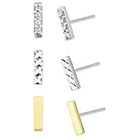 Target Set of 3 Bar Earrings with Gift Box in Sterling Silver - Silver/Clear/Gold