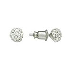 Chaps Silver Tone Simulated Crystal Ball Stud Earrings
