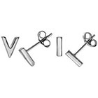 Journee Collection V' and Bar Stud Earring Set in Sterling Silver