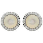 Journee Collection 4 CT. T.W. Round Cut CZ Pave Set Moonstone Stud Earrings in Sterling Silver - Silver