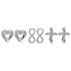 Target 0.04 CT. T.W. Round Cut Cubic Zirconia Pave Set 3-Pair Earring Set in Sterling Silver - Silver