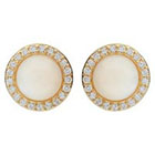 Journee Collection 4 CT. T.W. Round Cut CZ Pave Set Moonstone Stud Earrings in Sterling Silver - Gold