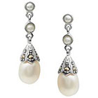 Journee Collection Simulated Pearl Dangle Earrings in Sterling Silver - Silver