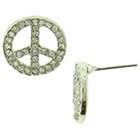 Target Peace Sign Earrings with Glass Stones - Crystal