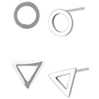 Target Set of 2 Triangle and Circle Stud Earring in Gift Box - Silver