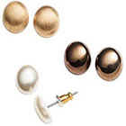 Dana Buchman Two Tone Oval Button Stud Earring Set