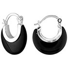 Allura Onyx Hoop Earrings in Sterling Silver - Black (22mm)