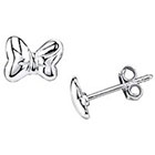 Disney Sterling Silver Minnie Mouse Bow Post Earring - Silver (0.29