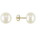 Allura 8-8.5mm Freshwater Pearl Button Earrings in 10K Yellow Gold - White