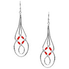 Tressa Collection Handmade Baguette Cut Coral Beaded Dangle Earrings in Sterling Silver
