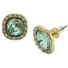 Target Stud Earrings with Glass Stone - Gold/Green