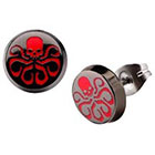 Marvel Hydra Logo Stainless Steel Stud Earrings - Black/Red