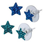 Target Sterling Silver Duo Star Stud Earrings Set - Blue/Turquoise