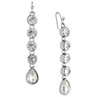 Target Drop Earring with Channel Drop Stones - Silver/Clear
