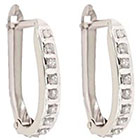 Diamond Oval Sterling Silver Earrings with Accents - White