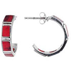 Target Sterling Silver with Red Jasper Inlay Half Hoop Earrings - Silver/Red