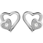 Journee Collection 1/6 CT. T.W. Round Cut Cubic Zirconia Pave Set Heart Stud Earrings in Sterling Silver - Silver