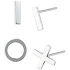 Target Set of 2 Bar and XO Stud Earrings with Gift Box in Sterling Silver - Silver