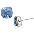 Target Silver Plated Crystal Cushion Round Stud Earrings - Blue (10mm)
